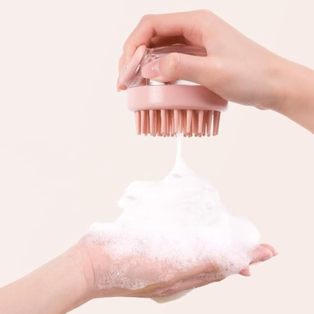 Fillable scalp massager brush