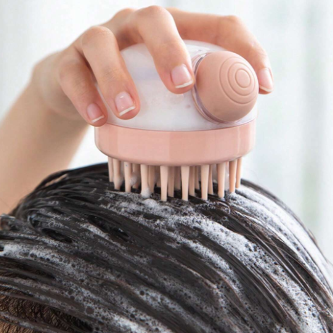 Fillable scalp massager brush